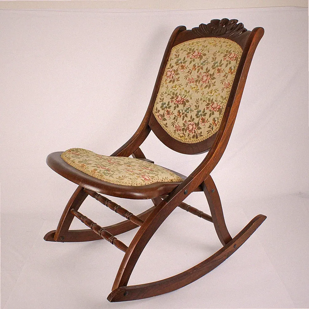 Antique Flexsteel Upholstered Fold-Out Instant Rocking Chair Flawed