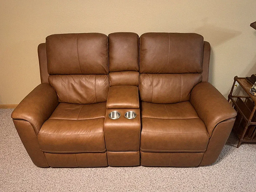 Flexsteel Henry Russet Power Reclining Loveseat With Power Headrests & Lumbar