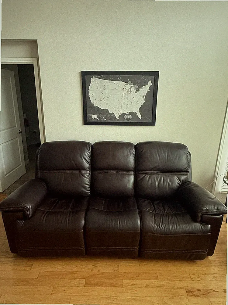 Flexsteel Power Recliner Leather Sofa - Gallery Furniture