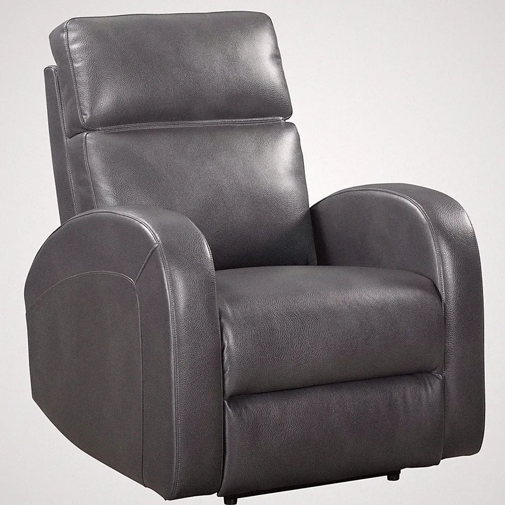 Pemberly Row Contemporary Polyester Power Glider Recliner in Pebble Gray