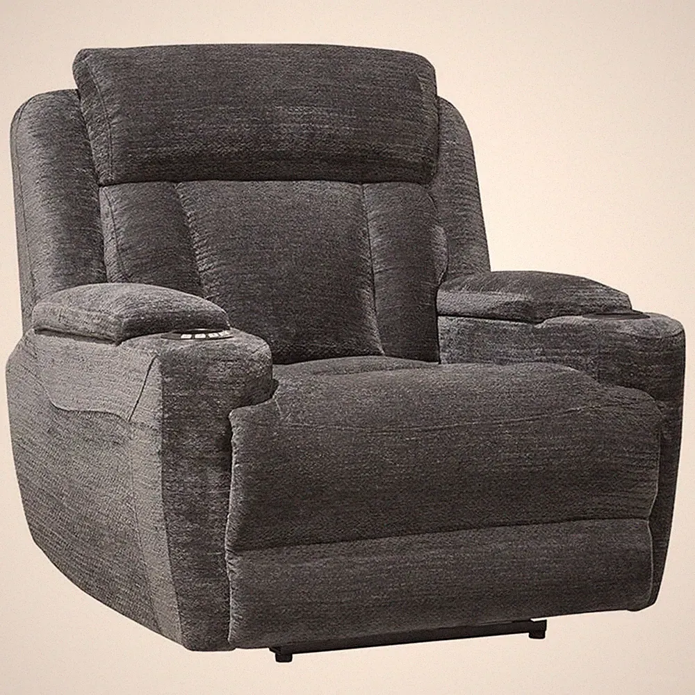 Pemberly Row Modern 42"W Fabric Power Recliner in Charcoal