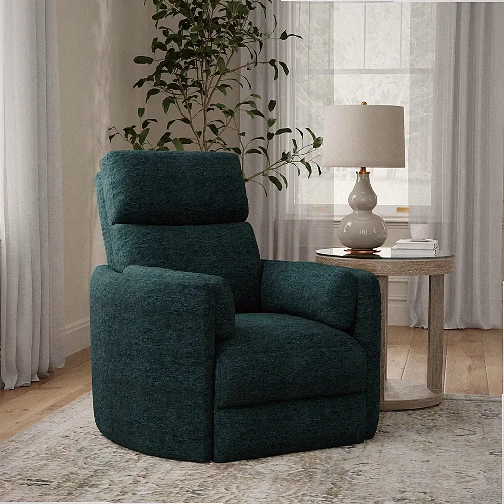 Pemberly Row Modern Blue Fabric Power Swivel Glider Recliner (Two Pack)