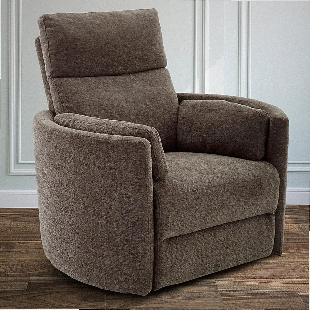 Pemberly Row Modern Brown Fabric Power Swivel Glider Recliner (Two Pack)
