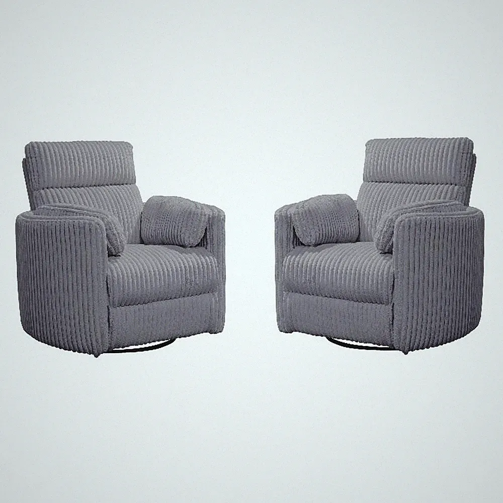 Pemberly Row Modern Mega Grey Fabric Power Swivel Glider Recliner (Two Pack)