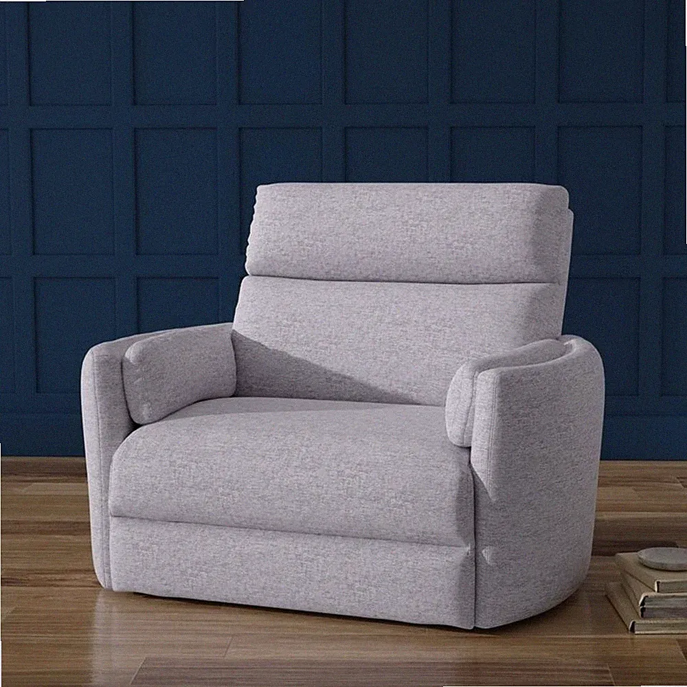 Pemberly Row Modern XL Fabric Power Glider Recliner in Mineral Gray