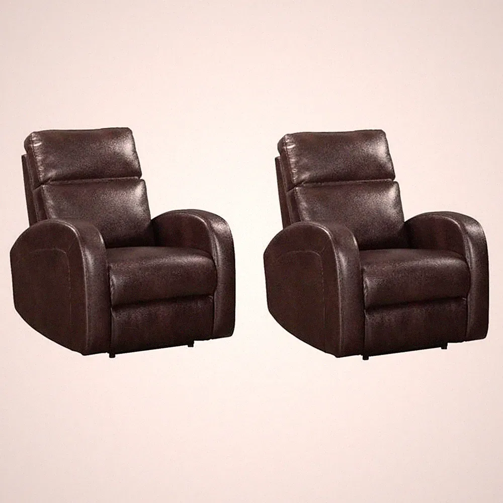 Pemberly Row Set of 2 Contemporary Pebble Brown Power Glider Recliner
