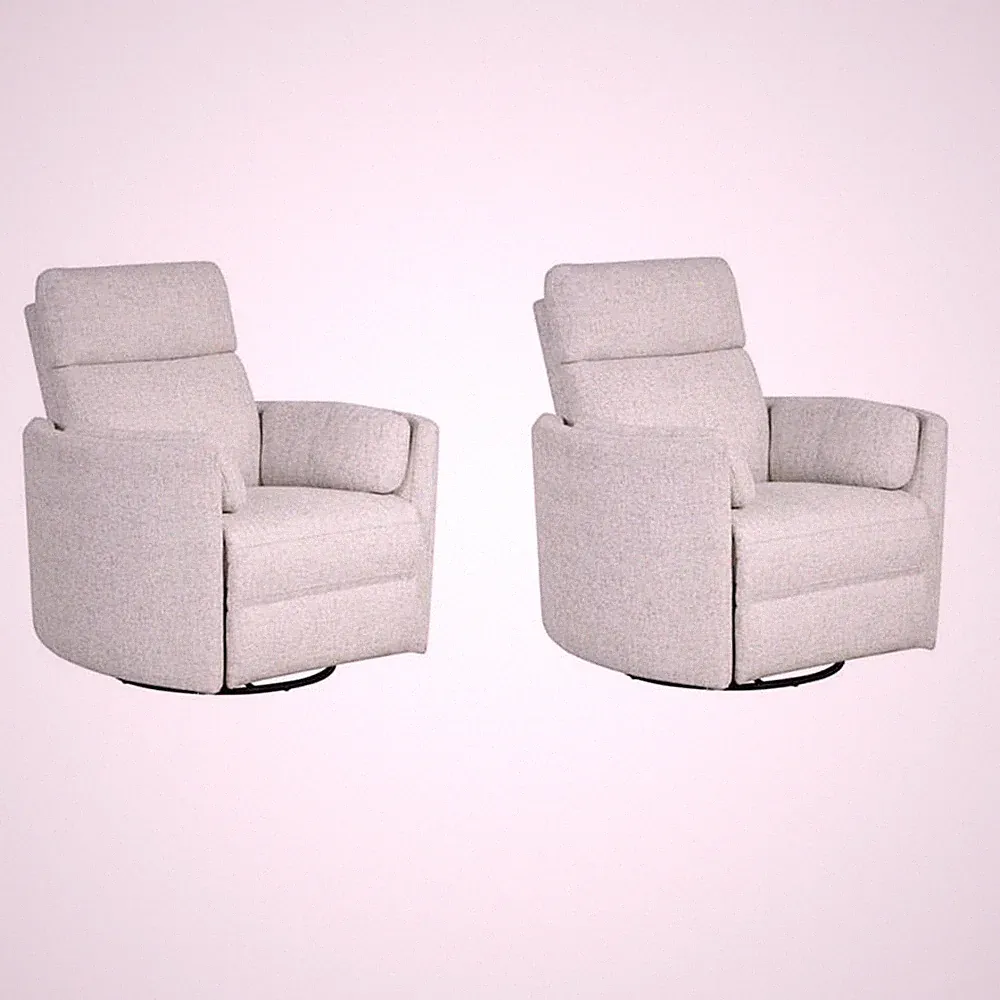 Pemberly Row Set of 2 Fabric Power Swivel Glider Recliner in Fossil Finish