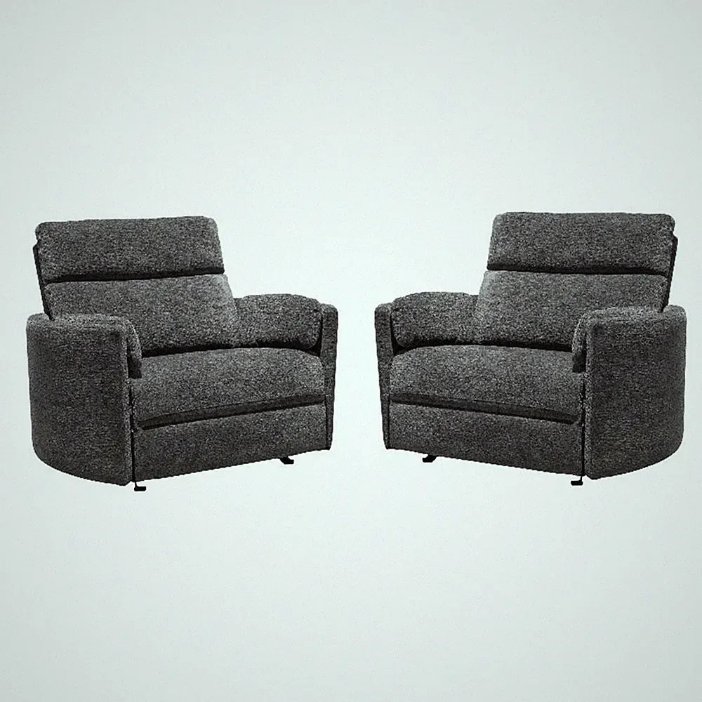 Pemberly Row XL Mediterranean Charcoal Extra Wide Power Glider Recliner Two Pack