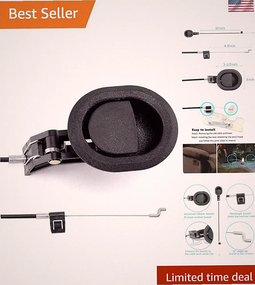 Recliner Repair Parts: Pull Handle and Cable Compatible with Ashley 3.5”x3